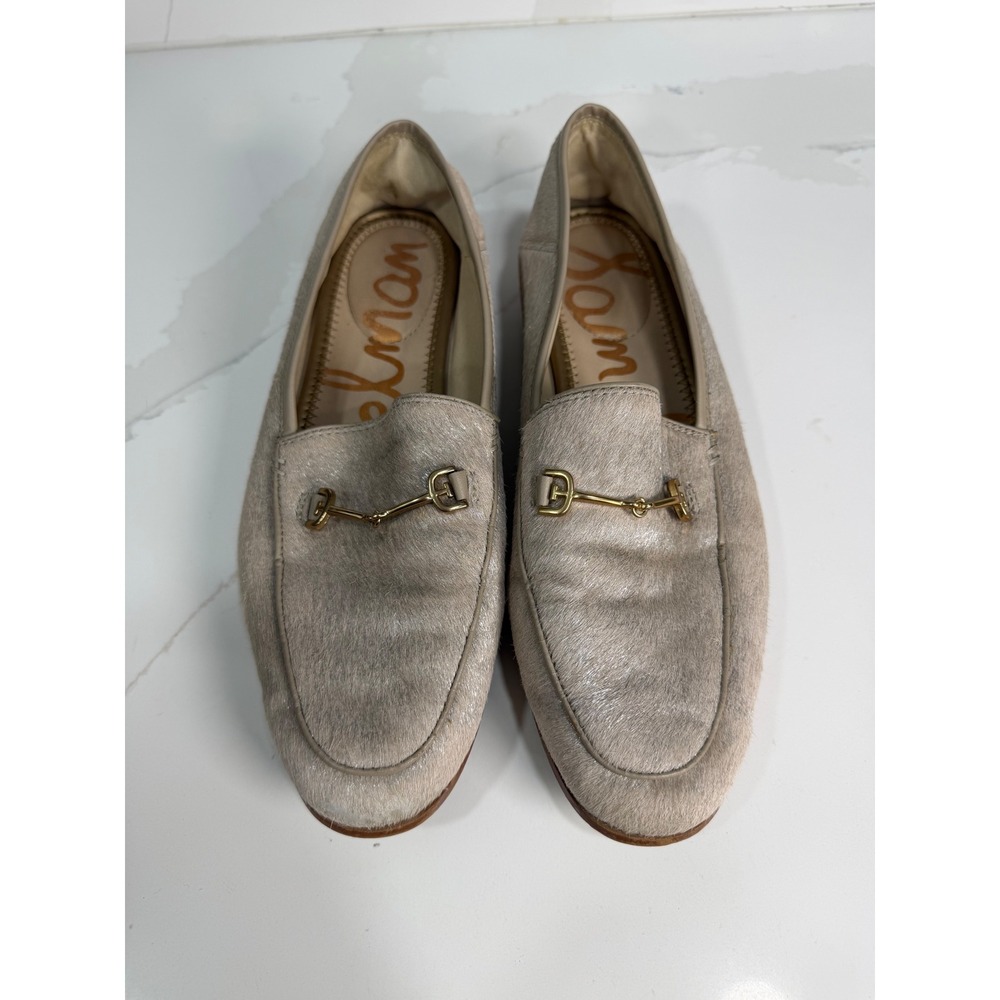 Sam Edelman Loraine Bit Loafers Beige Calf Hair Shoes Womens 7.5M 32135